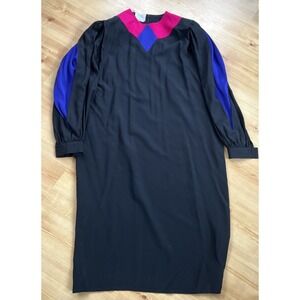 Vintage Dress 80s Francesca Of Damon For Starington 100% Silk Sz 14